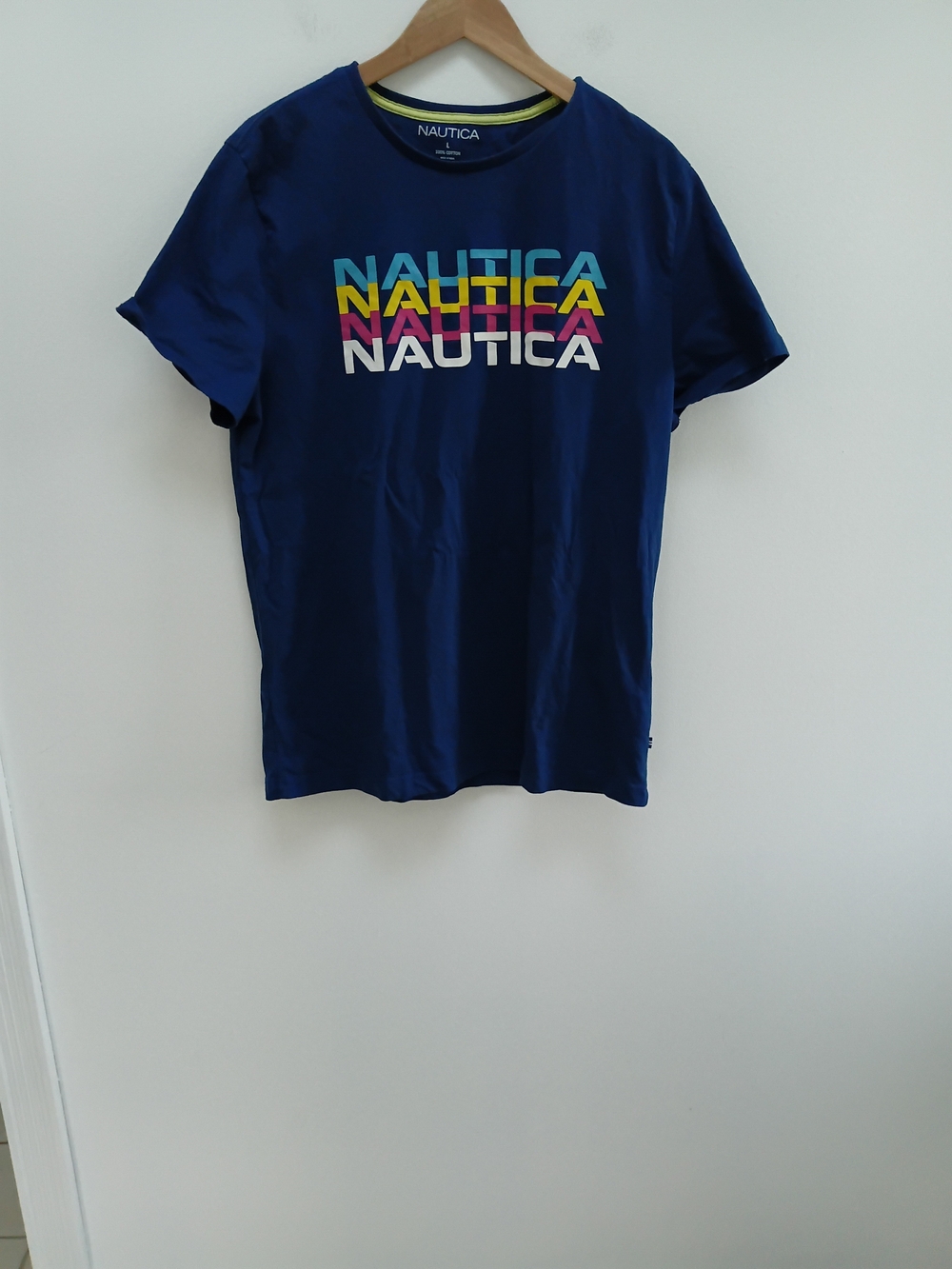 Nautica Men’s Navy Blue Multiple Graphic Logo Tee Size Large